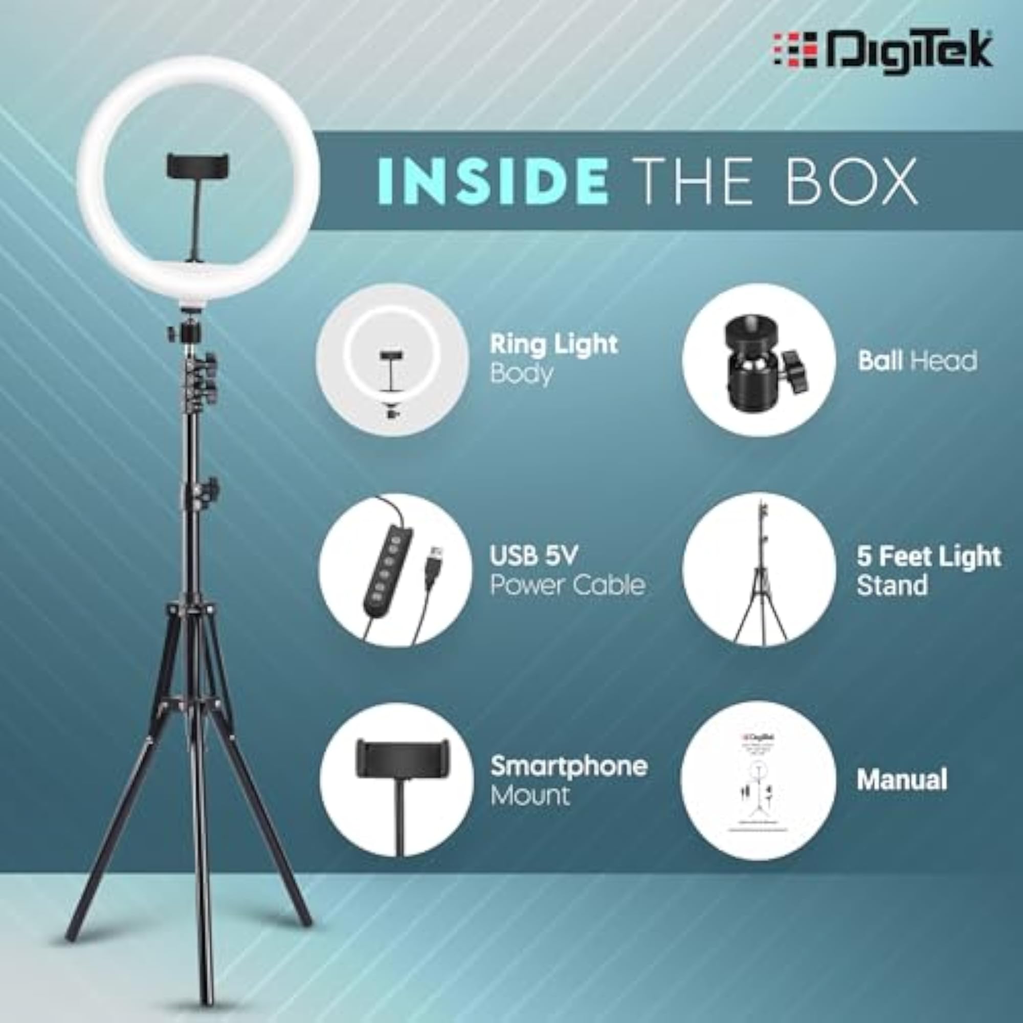 LED Ring Light with 5ft Stand & Smartphone Mount